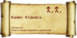 Kader Klaudia névjegykártya